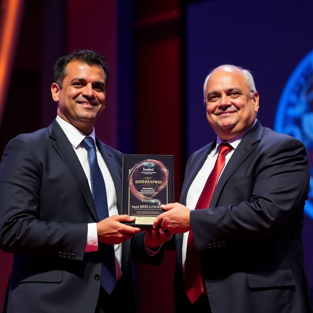 Team receiving business excellence award