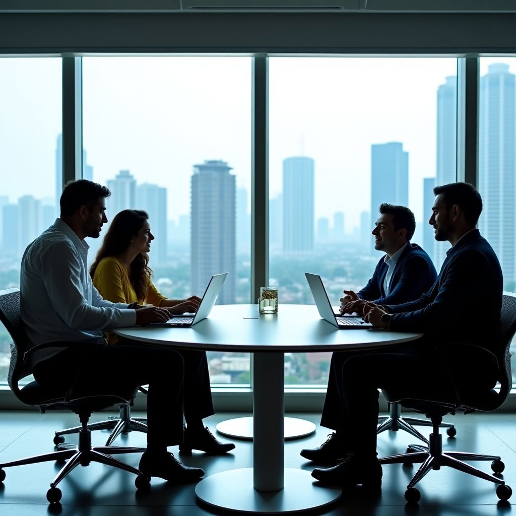 Team of business coaches in professional meeting